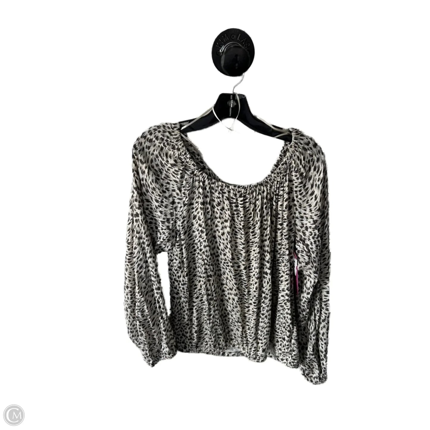 Top Long Sleeve By Anthropologie In Cream & Grey, Size: L