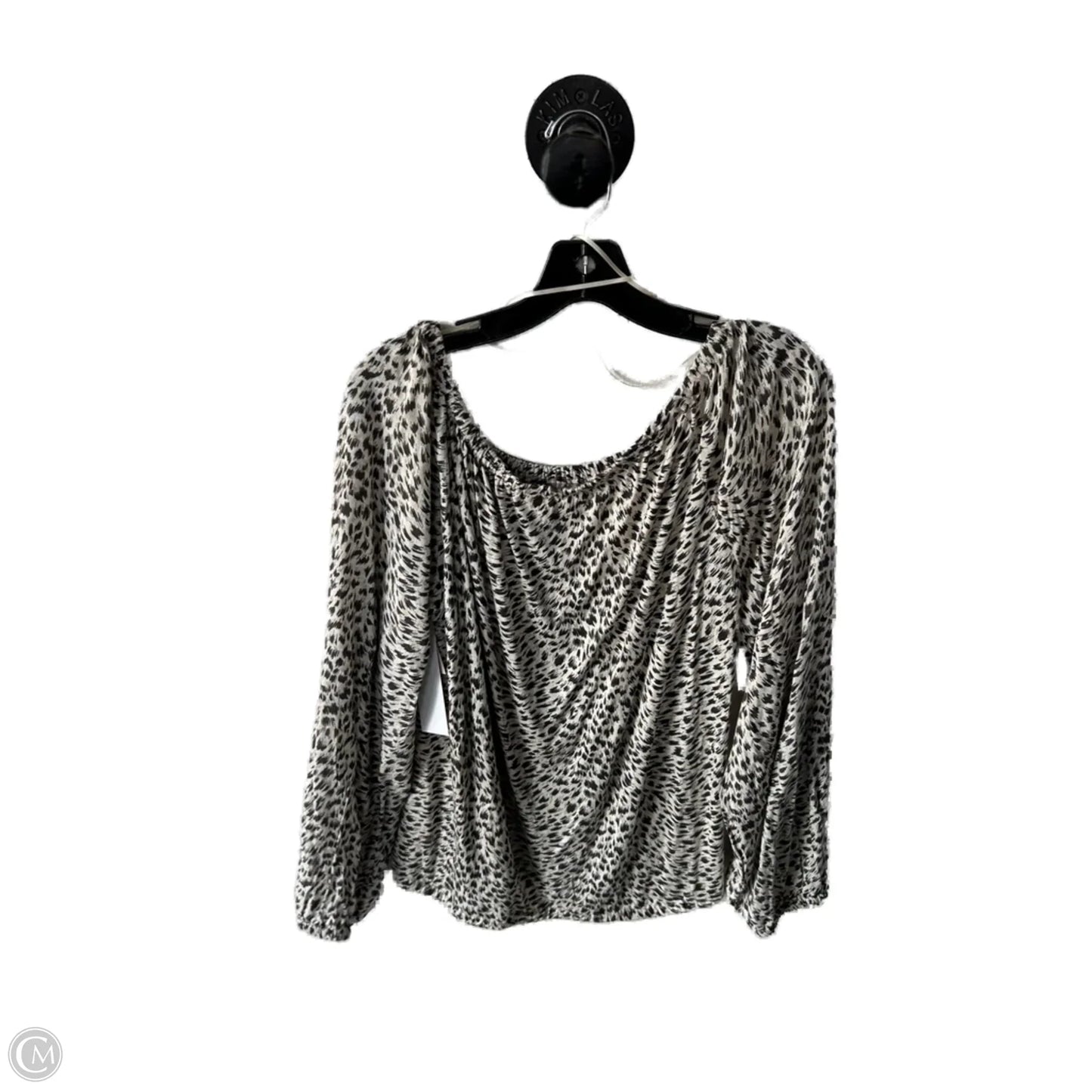 Top Long Sleeve By Anthropologie In Cream & Grey, Size: L