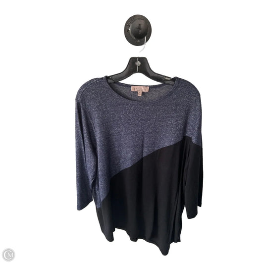 Top Long Sleeve By Philosophy In Black & Blue, Size: 1x
