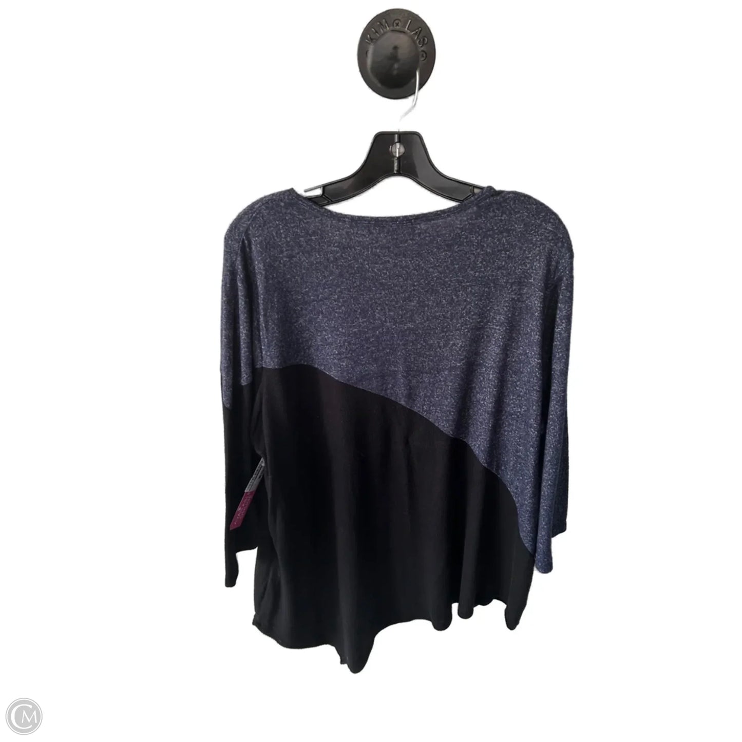 Top Long Sleeve By Philosophy In Black & Blue, Size: 1x