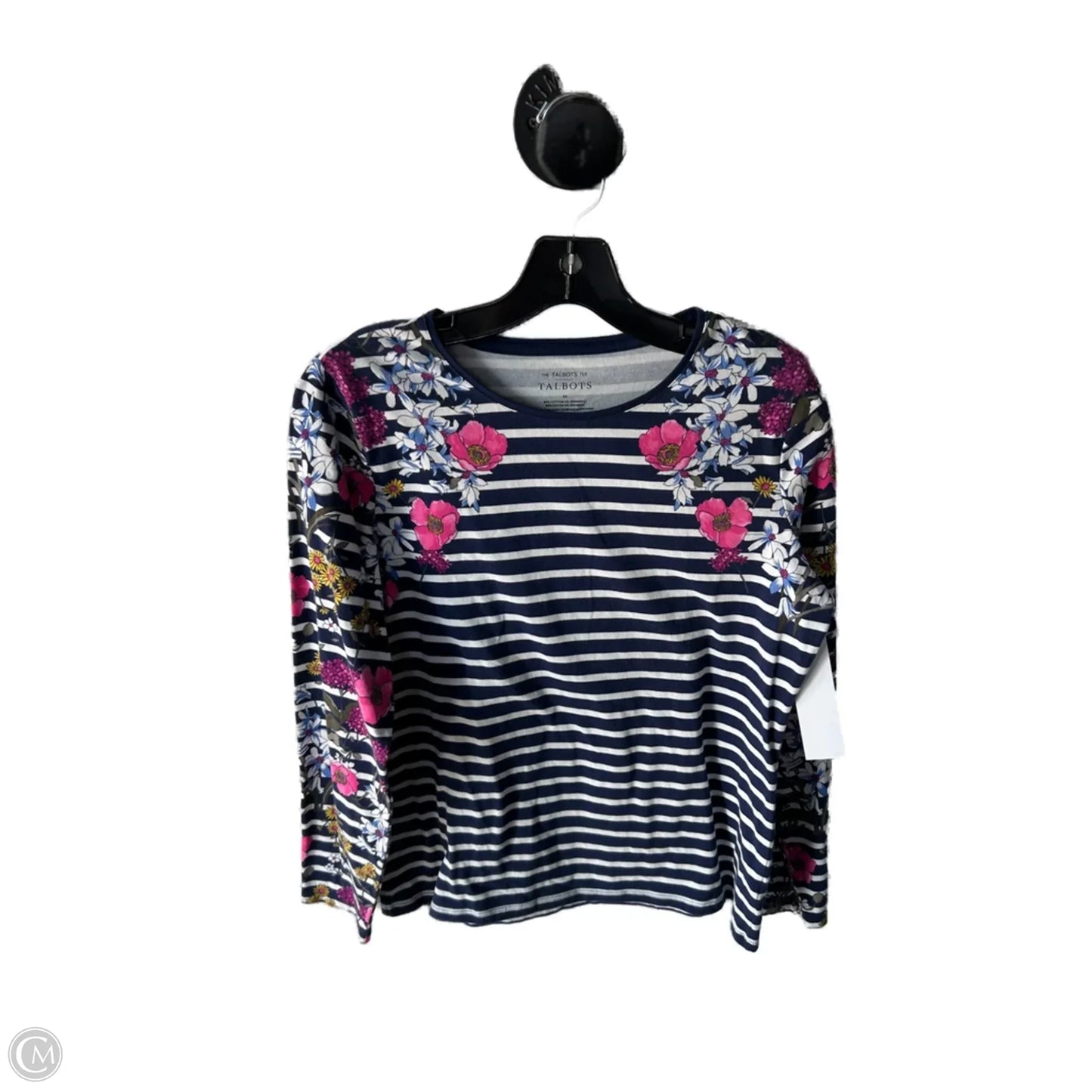 Top Long Sleeve Basic By Talbots In Blue & White, Size: M