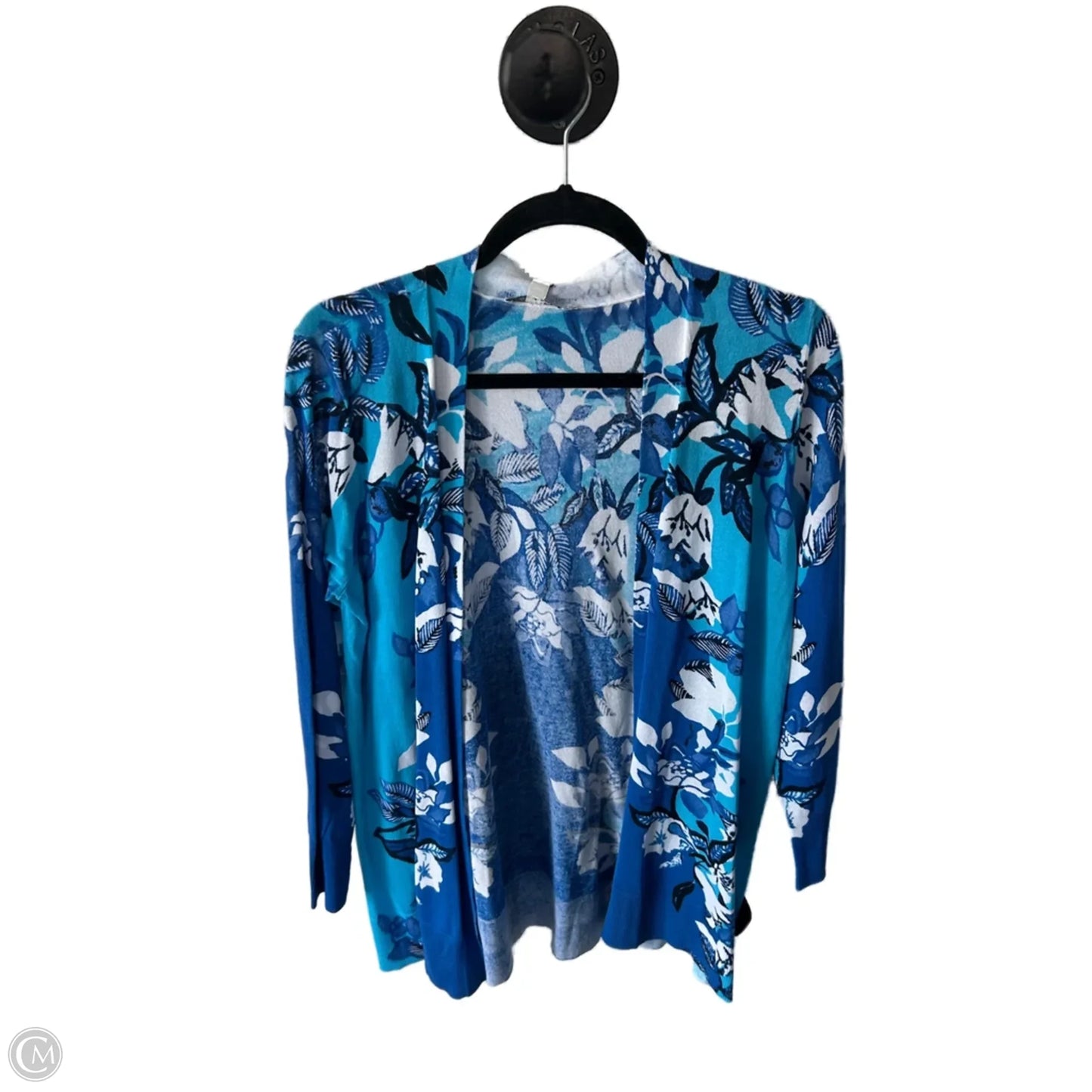 Cardigan By Chicos In Blue & White, Size: M