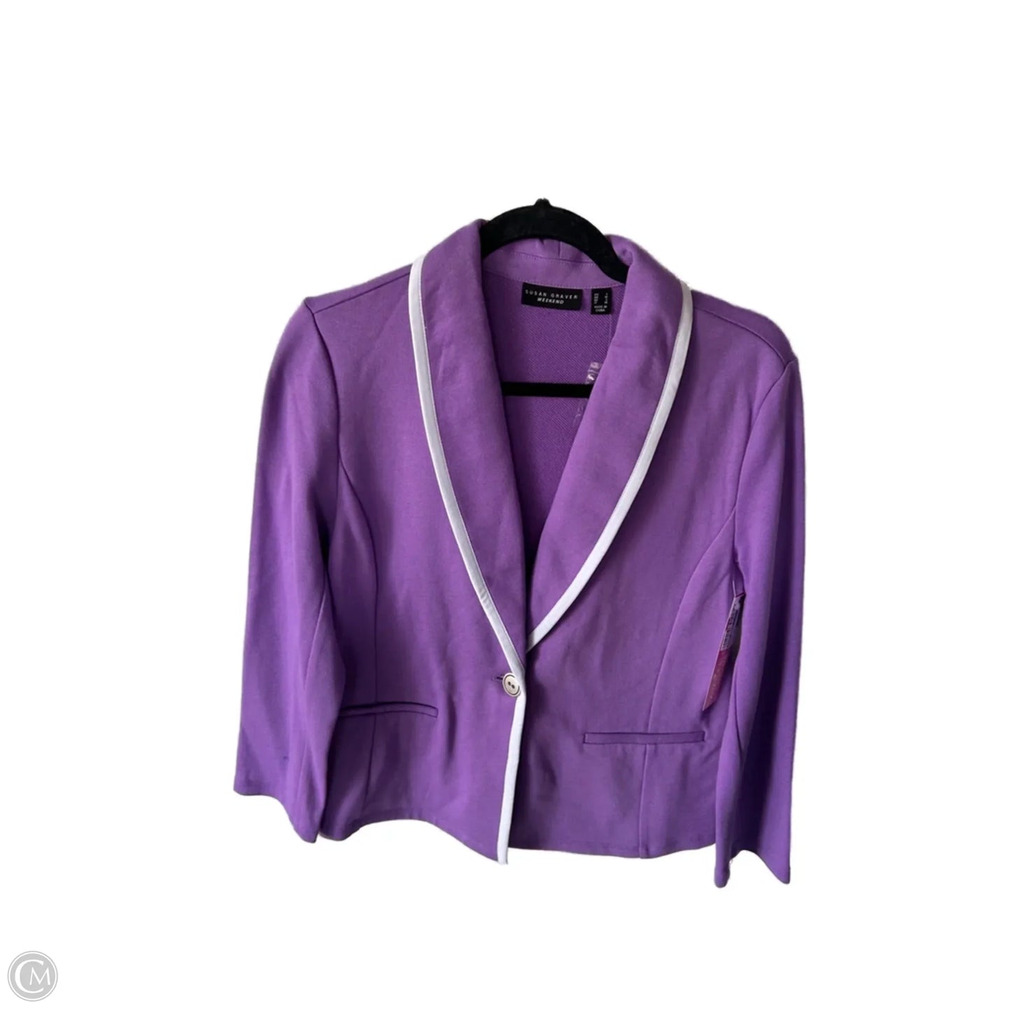 Blazer By Susan Graver In Purple & White, Size: S
