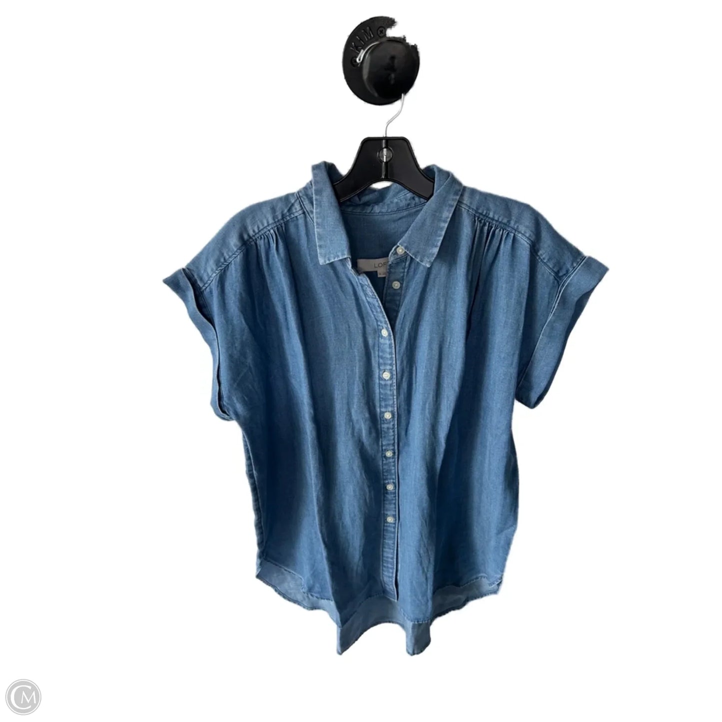 Top Short Sleeve By Loft In Black Denim, Size: M