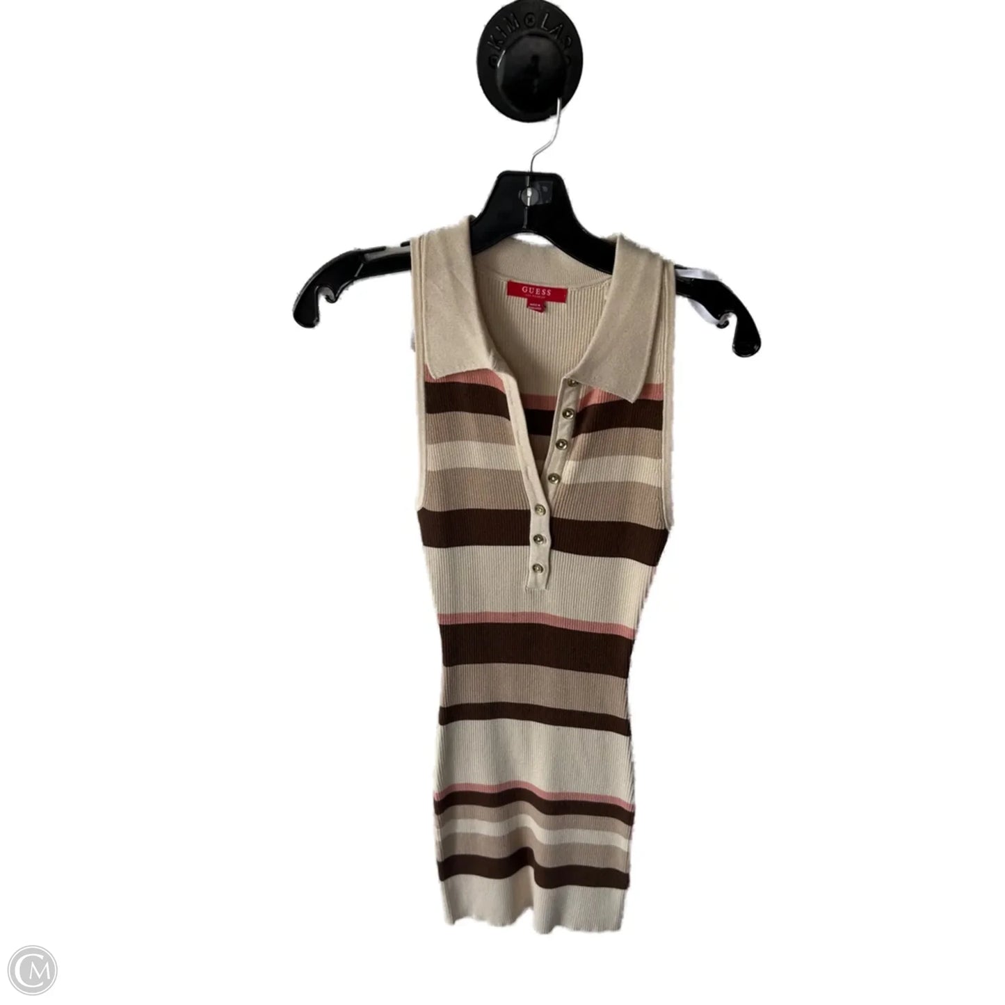 Dress Casual Short By Guess In Brown & Cream, Size: M