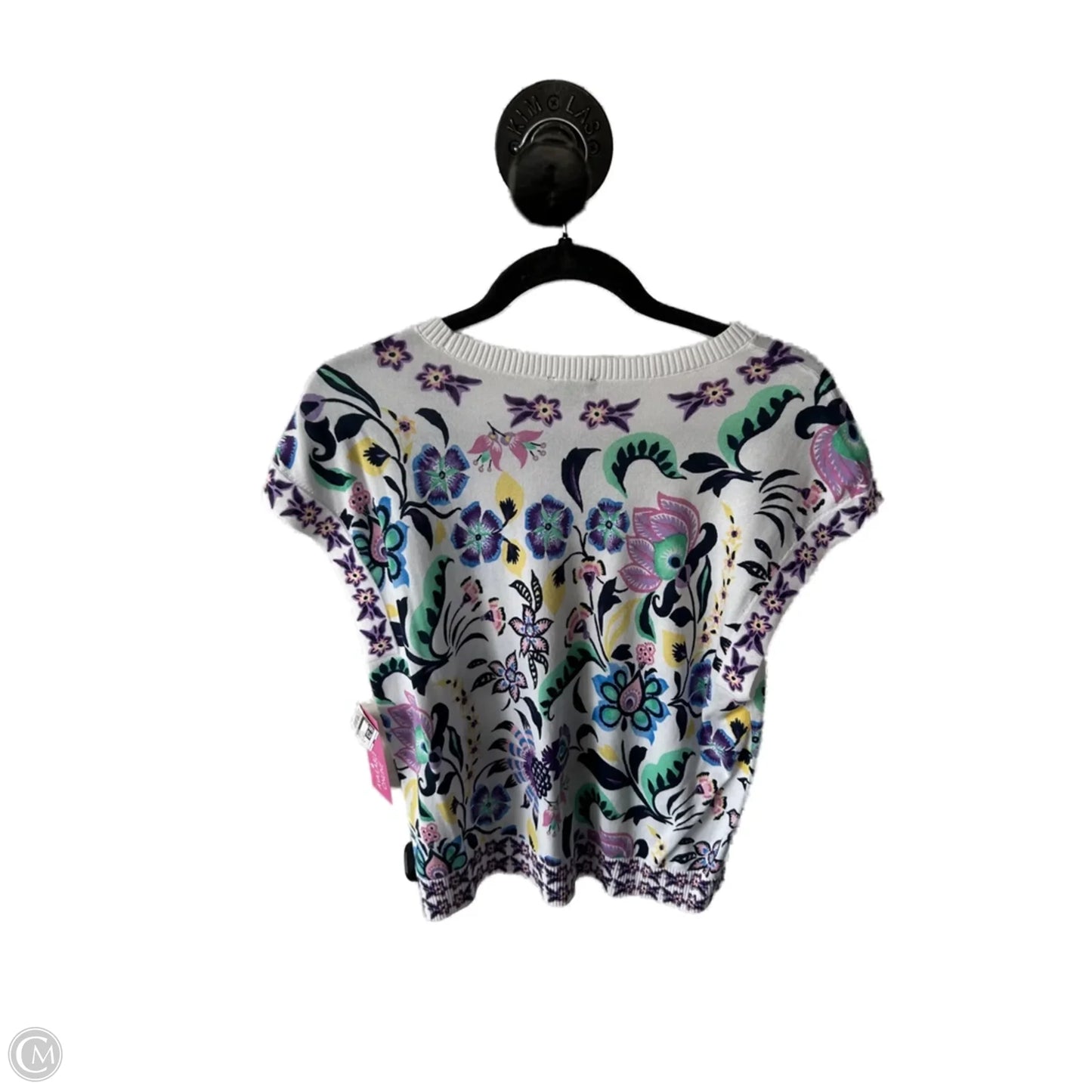 Sweater Short Sleeve By Talbots In Purple & White, Size: M