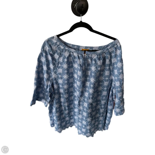Top Short Sleeve By Ruby Rd In Blue & White, Size: 2x