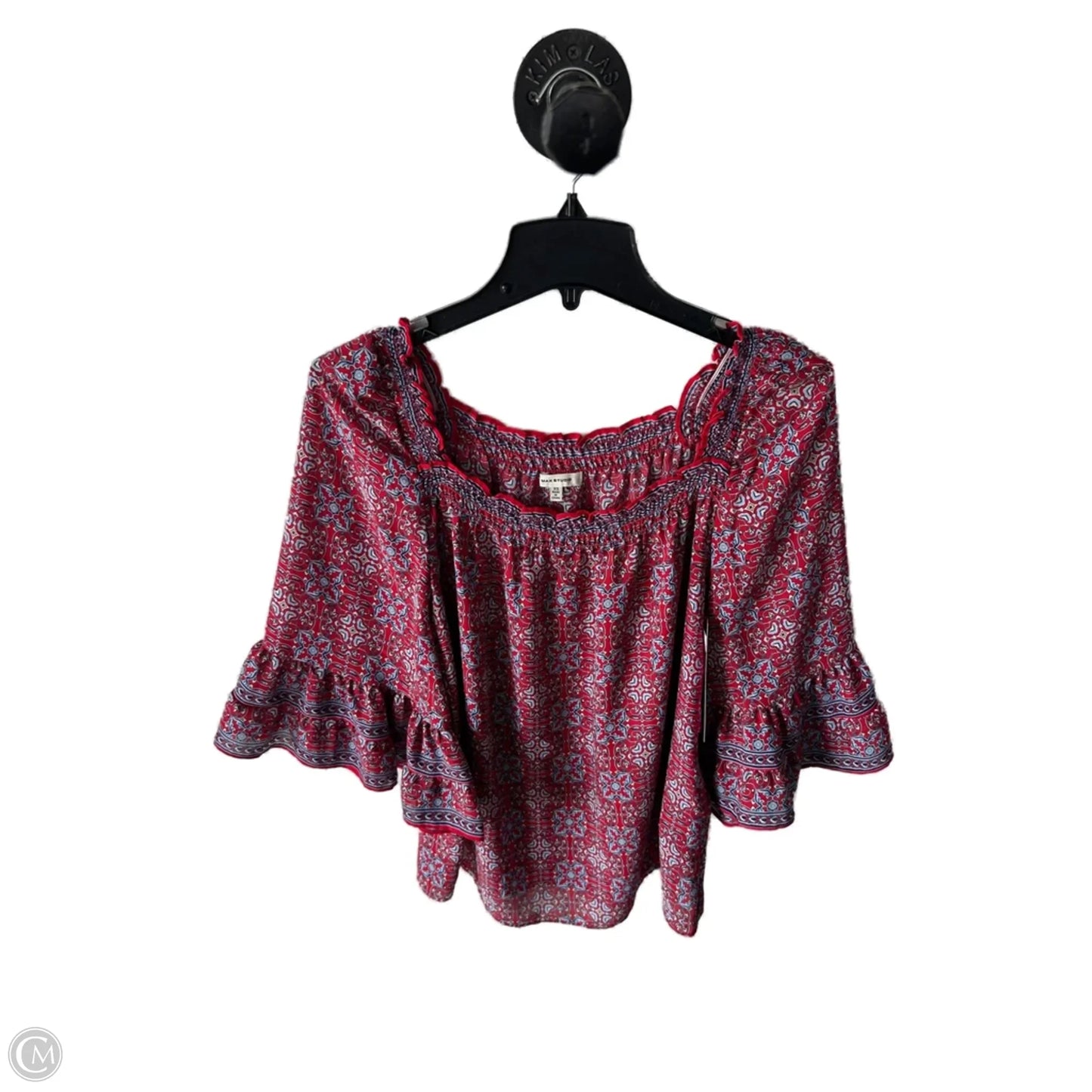 Top 3/4 Sleeve By Max Studio In Blue & Red, Size: Xs