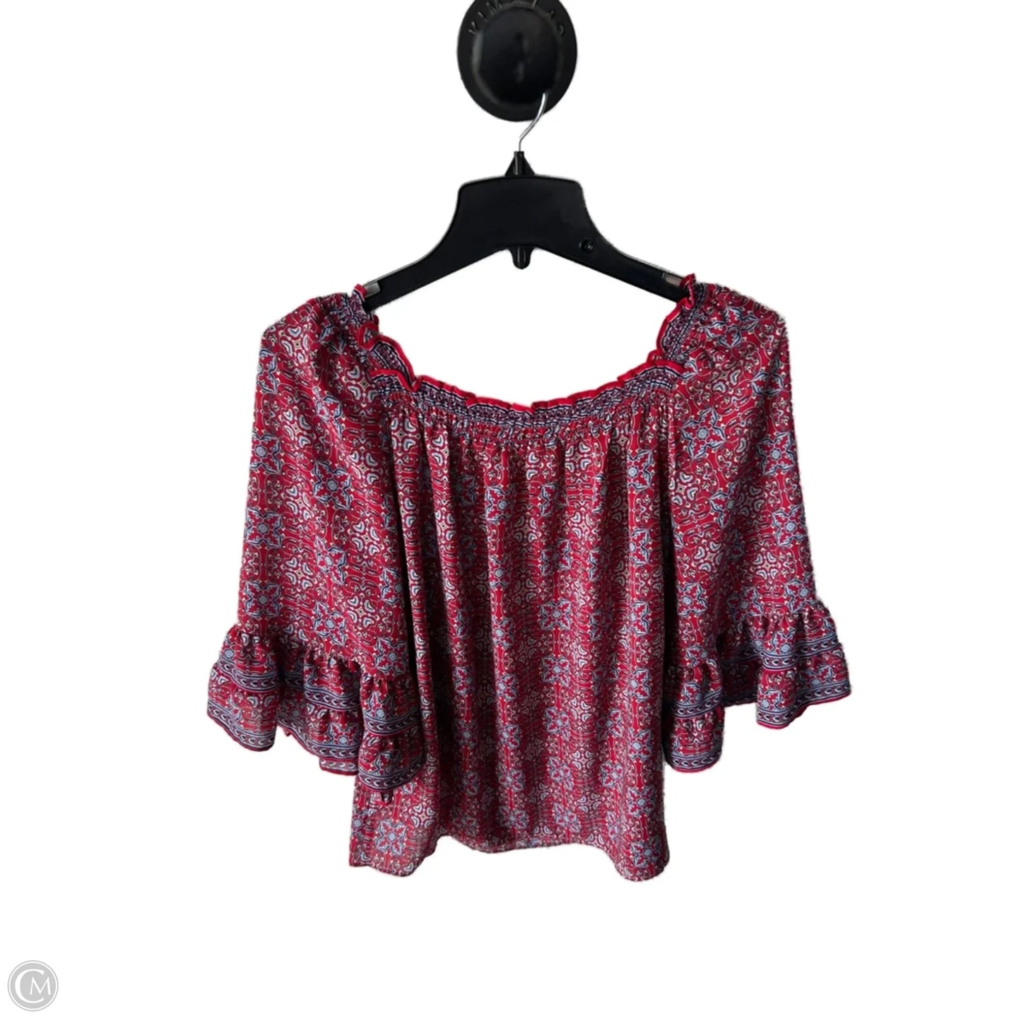 Top 3/4 Sleeve By Max Studio In Blue & Red, Size: Xs