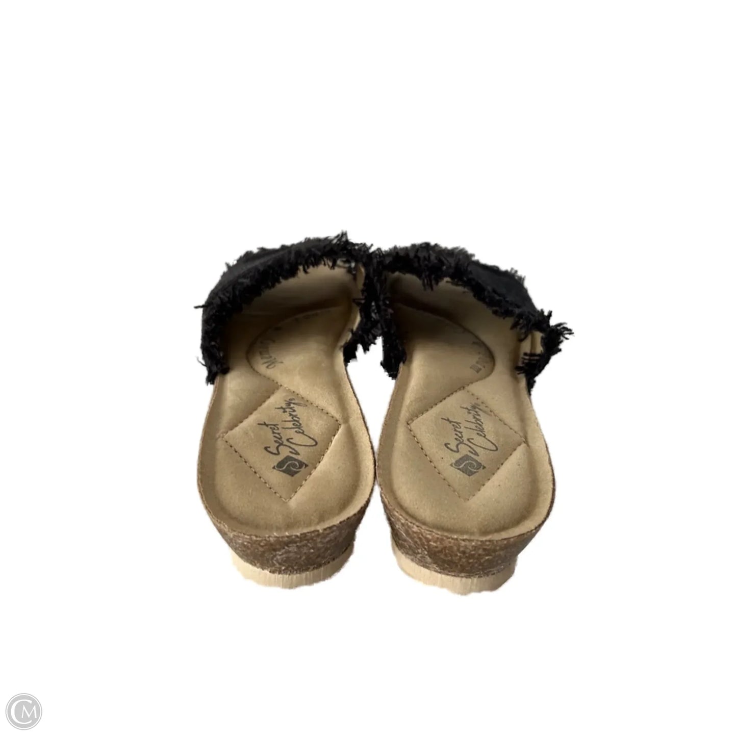 Sandals Heels Wedge By Clothes Mentor In Black, Size: 7.5