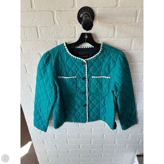 Jacket Puffer & Quilted By Talbots In Blue & Cream, Size: S