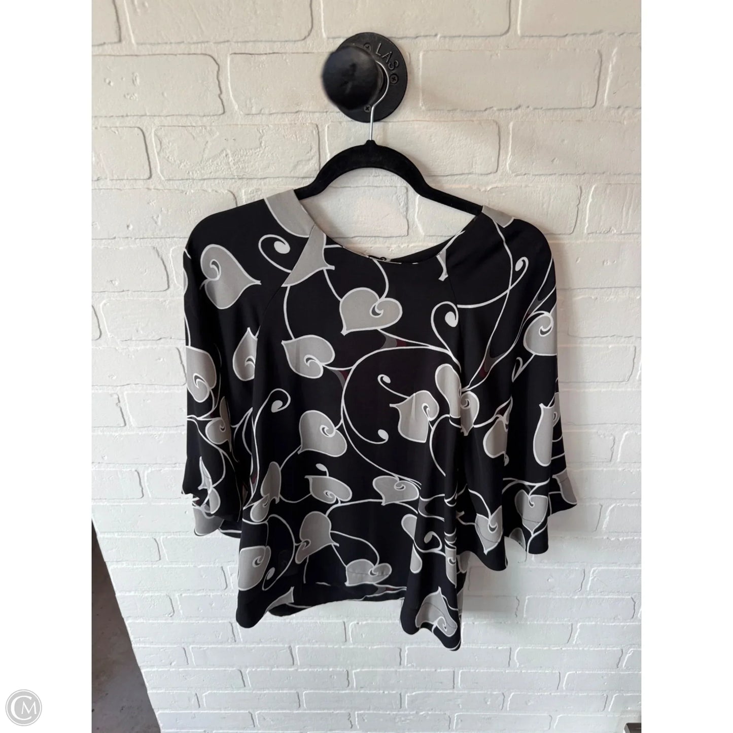 Top 3/4 Sleeve By Ann Taylor In Black & Grey, Size: M