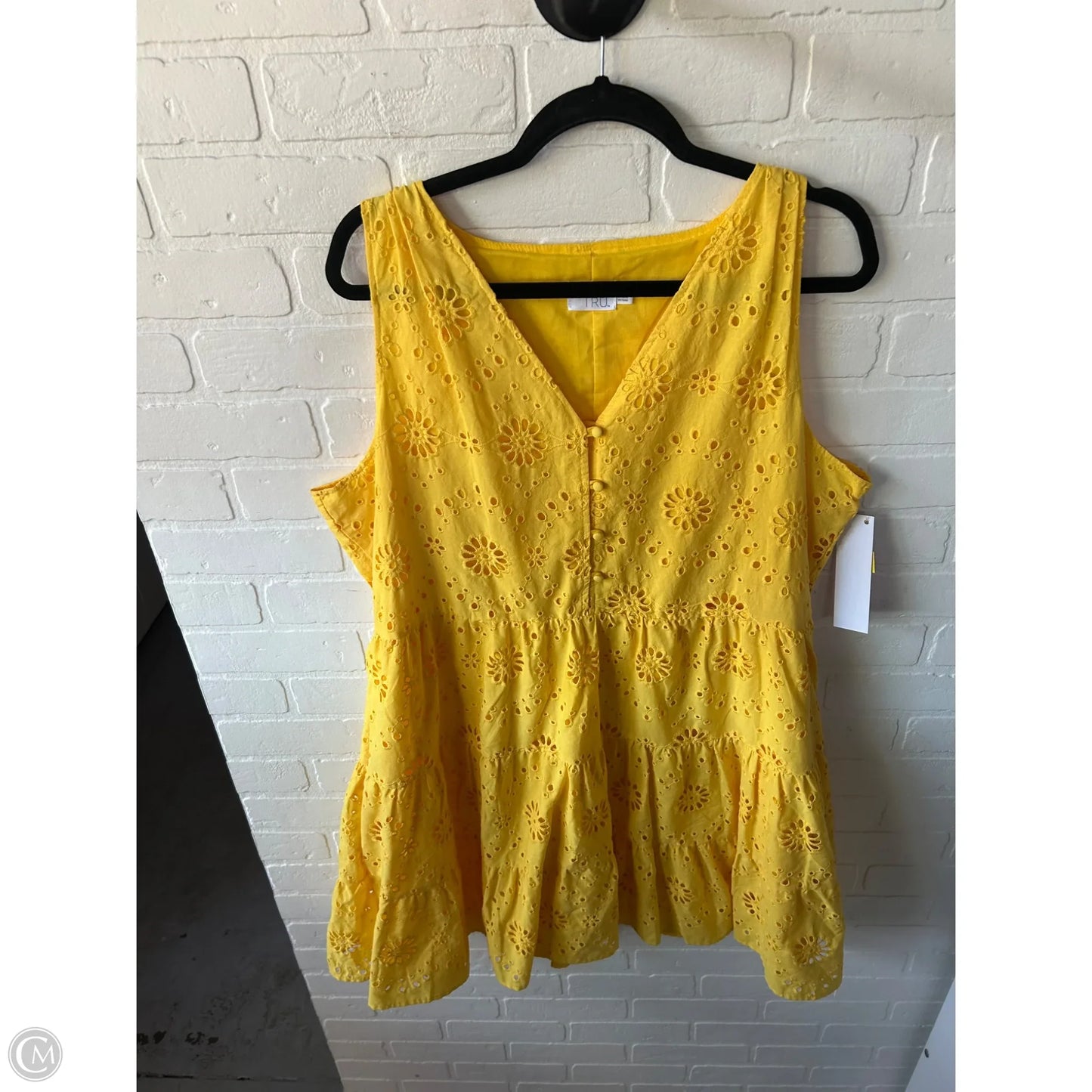 Dress Casual Short By Time And Tru In Yellow, Size: Xxl