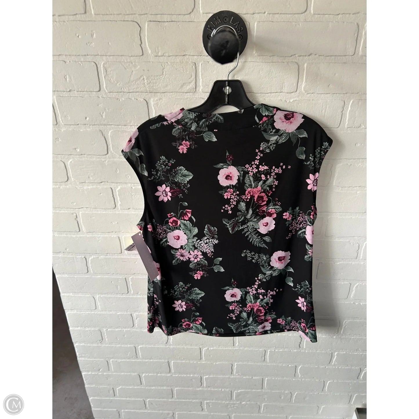 Top Sleeveless By Kasper In Black & Pink, Size: L