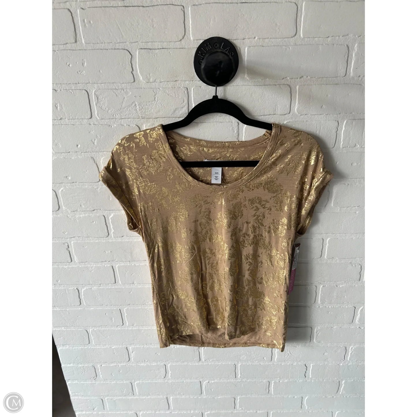 Top Short Sleeve Basic By White House Black Market In Gold & Tan, Size: Xxs
