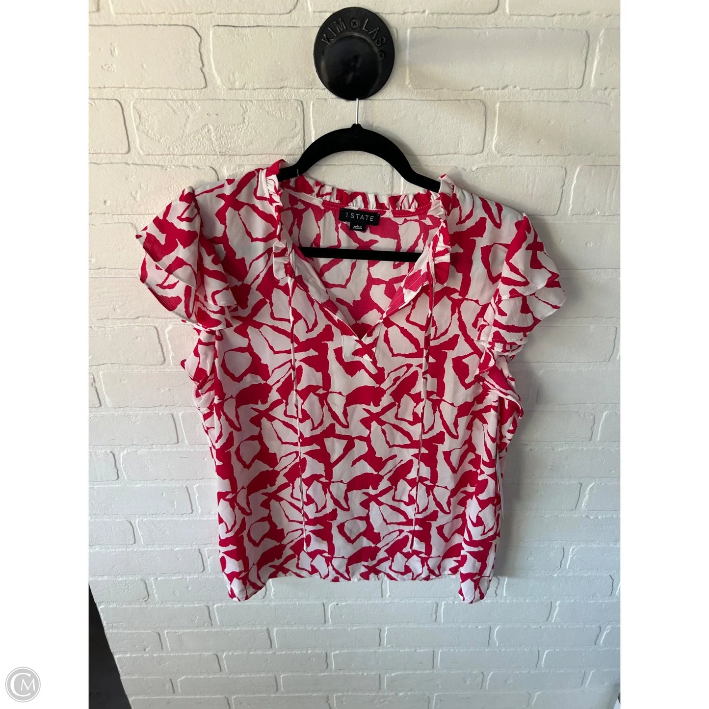 Top Short Sleeve By 1.state In Pink & White, Size: L