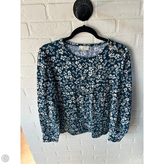 Top Long Sleeve By Loft In Blue & Cream, Size: Xl