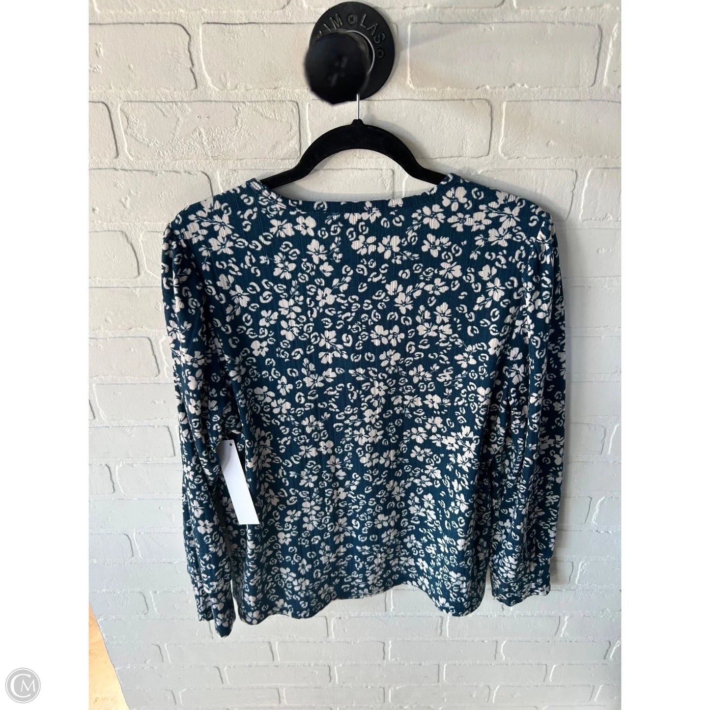 Top Long Sleeve By Loft In Blue & Cream, Size: Xl