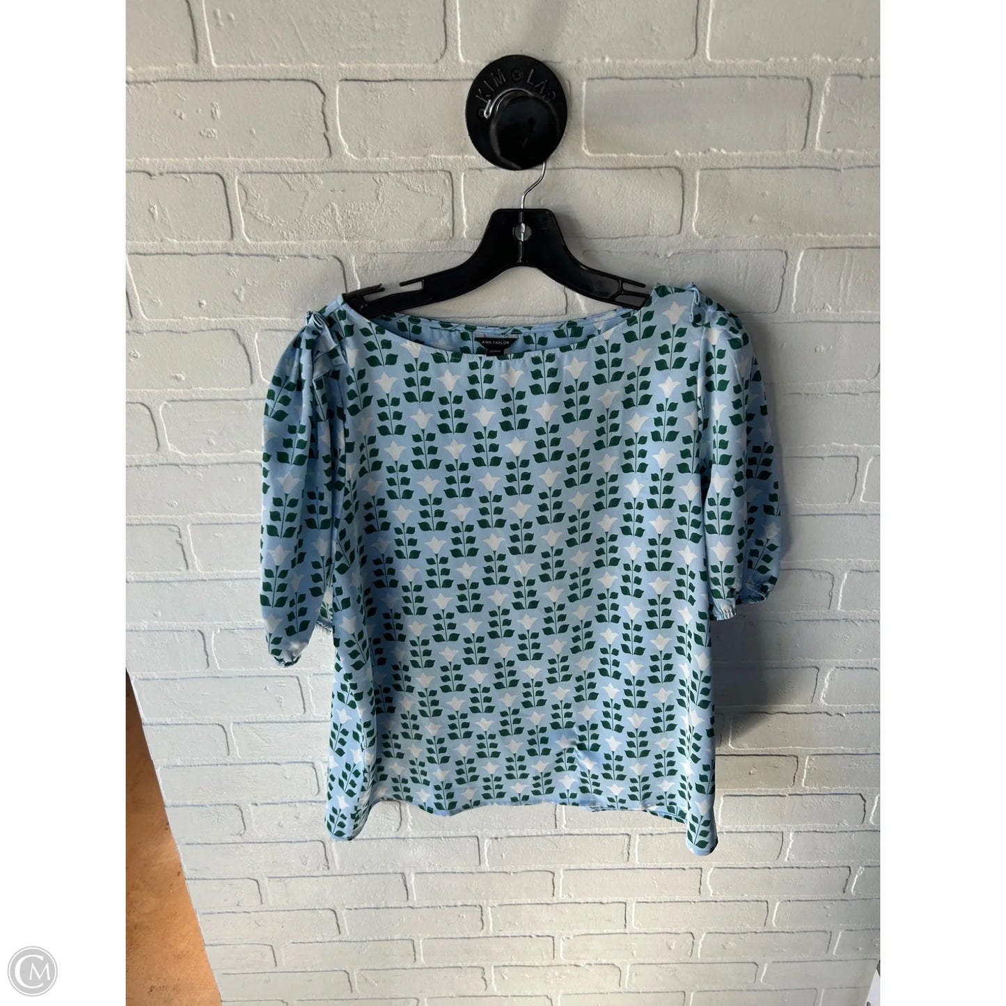 Top Short Sleeve By Ann Taylor In Blue & Green, Size: M