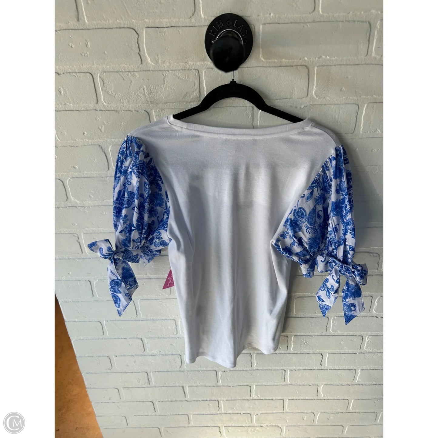 Top Short Sleeve By Tommy Hilfiger In Blue & White, Size: M