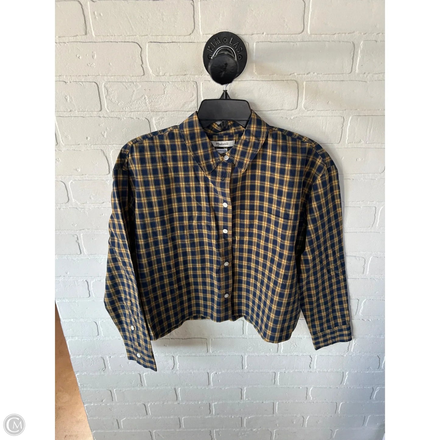 Top Long Sleeve By Madewell In Blue & Yellow, Size: Xs