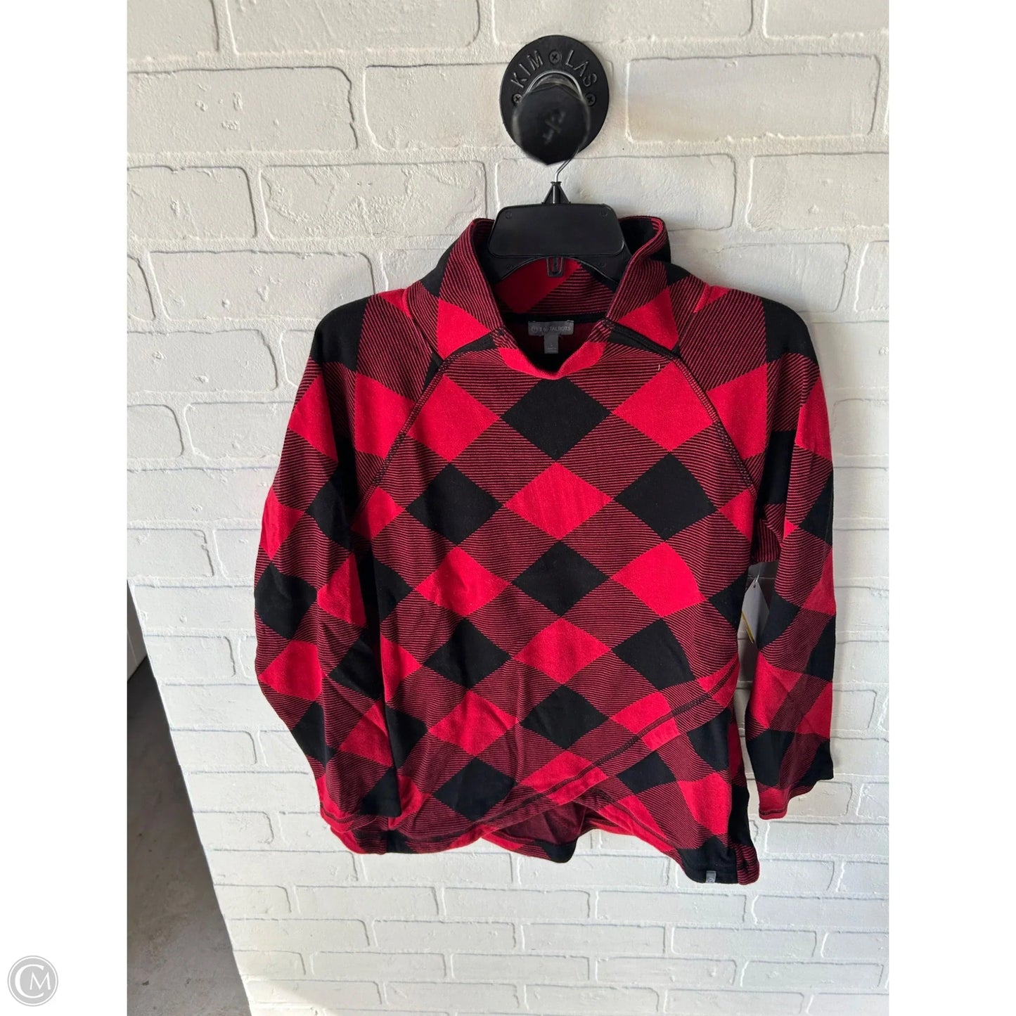Top Long Sleeve By Talbots In Black & Red, Size: L