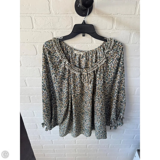 Top 3/4 Sleeve By Max Studio In Green & Grey, Size: 1x