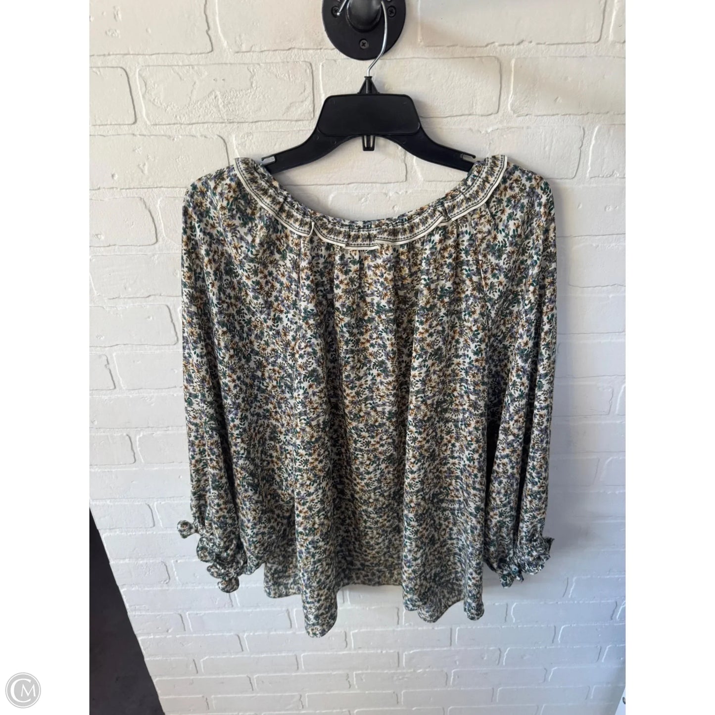 Top 3/4 Sleeve By Max Studio In Green & Grey, Size: 1x