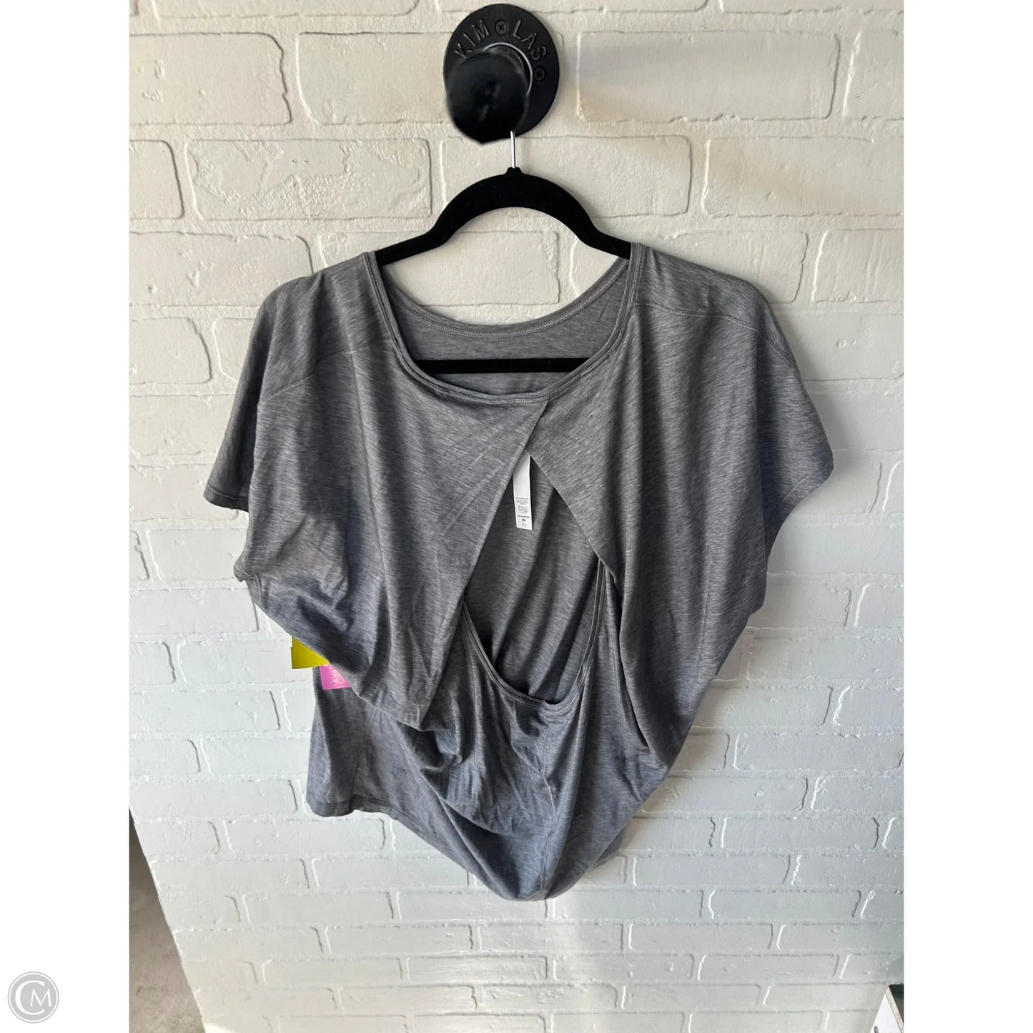 Athletic Top Short Sleeve By Lululemon In Grey, Size: L