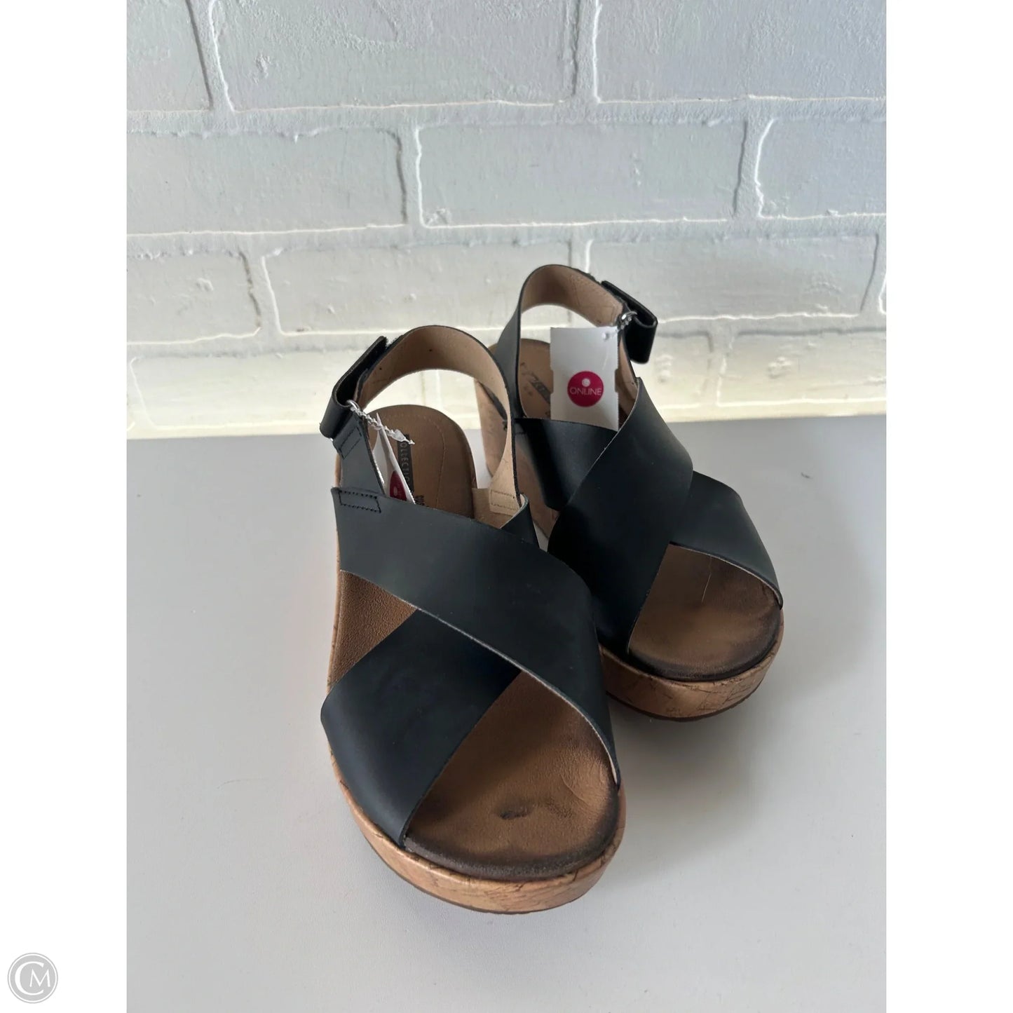 Sandals Heels Wedge By Clarks In Black, Size: 8