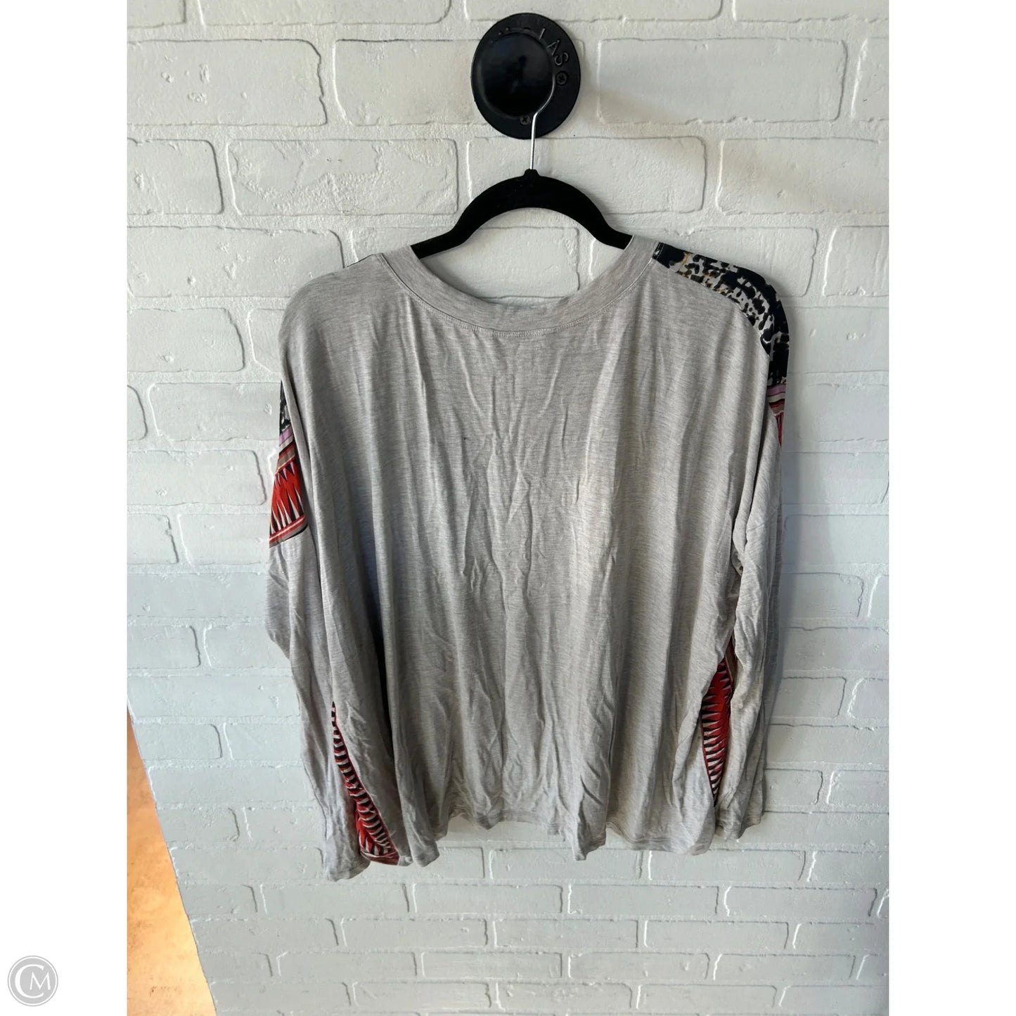 Top Long Sleeve By Cabi In Grey & Tan, Size: M