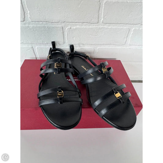 Sandals Luxury Designer By Ferragamo In Black, Size: 8.5