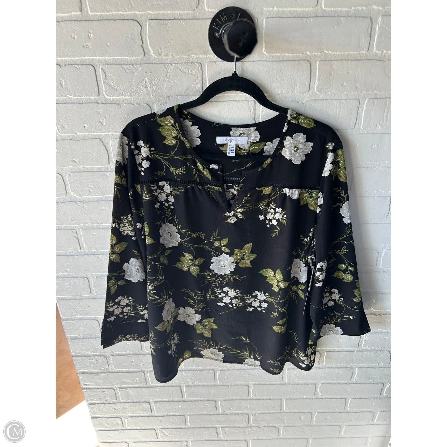 Top Long Sleeve By Fever In Black & Blue, Size: Xl