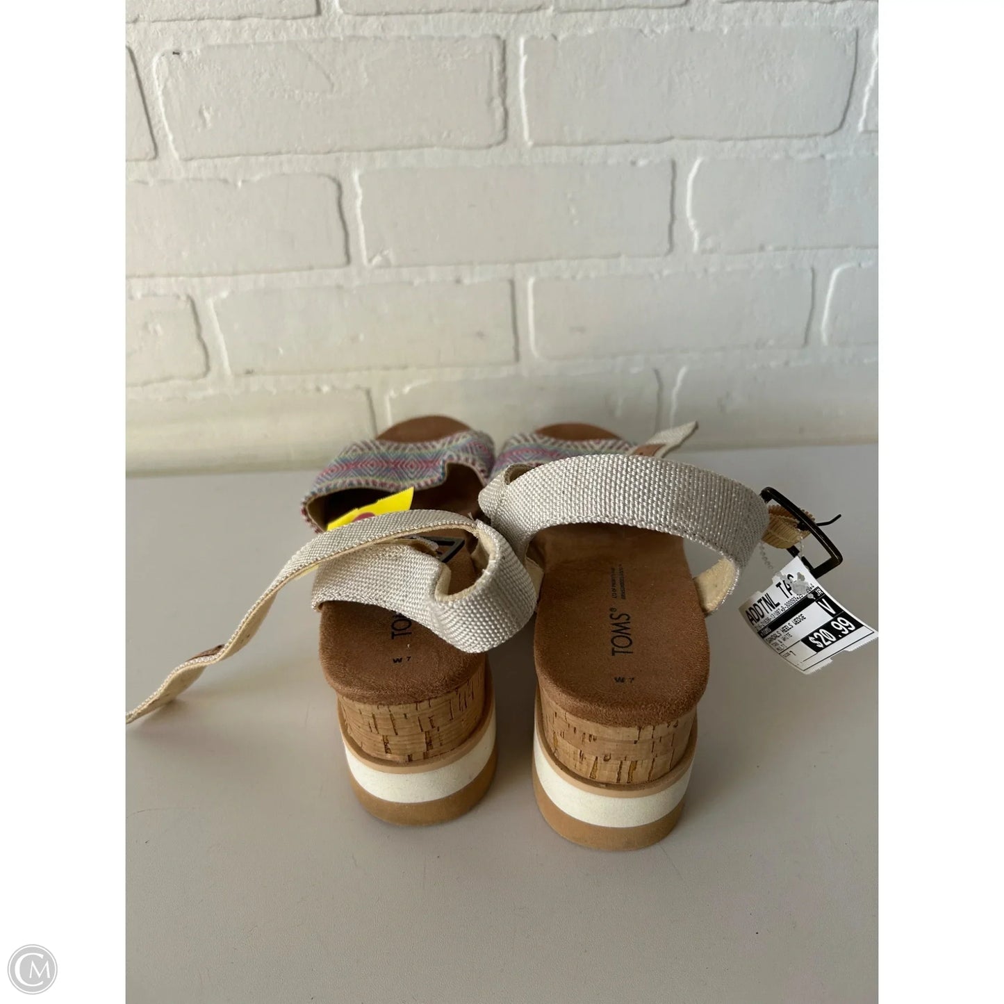 Sandals Heels Wedge By Toms In Tan & White, Size: 7