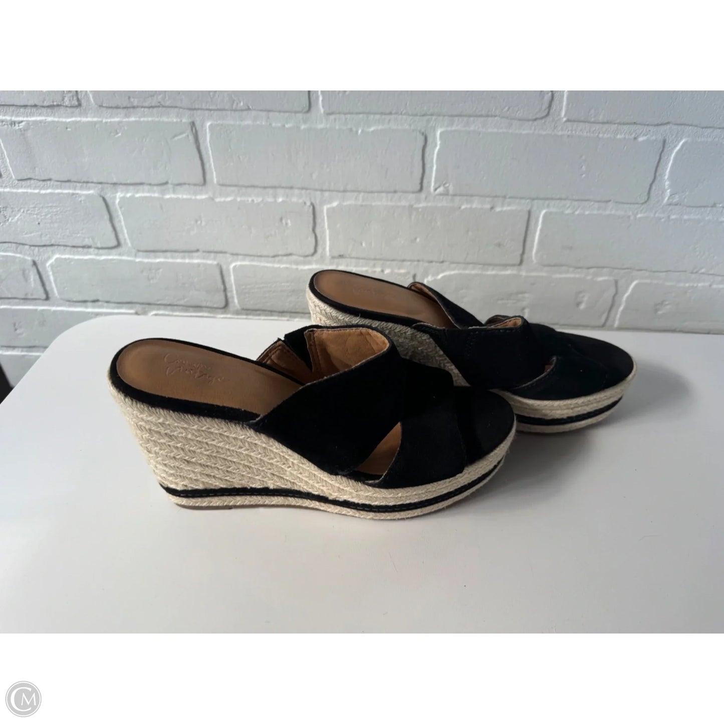 Sandals Heels Wedge By Crown Vintage In Black, Size: 8.5