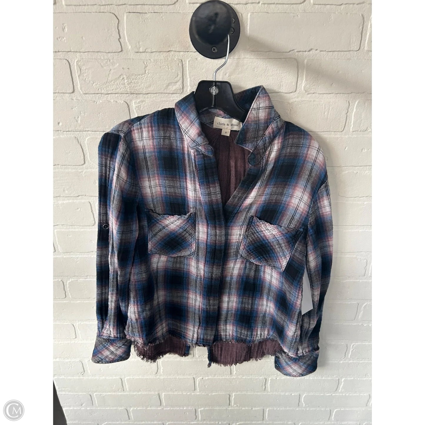 Top Long Sleeve By Cloth & Stone In Blue & Red, Size: S