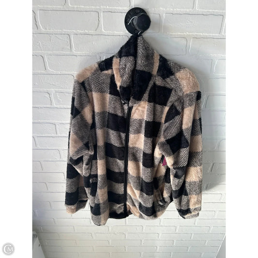 Jacket Fleece By Chicsoul In Black & Tan, Size: 1x