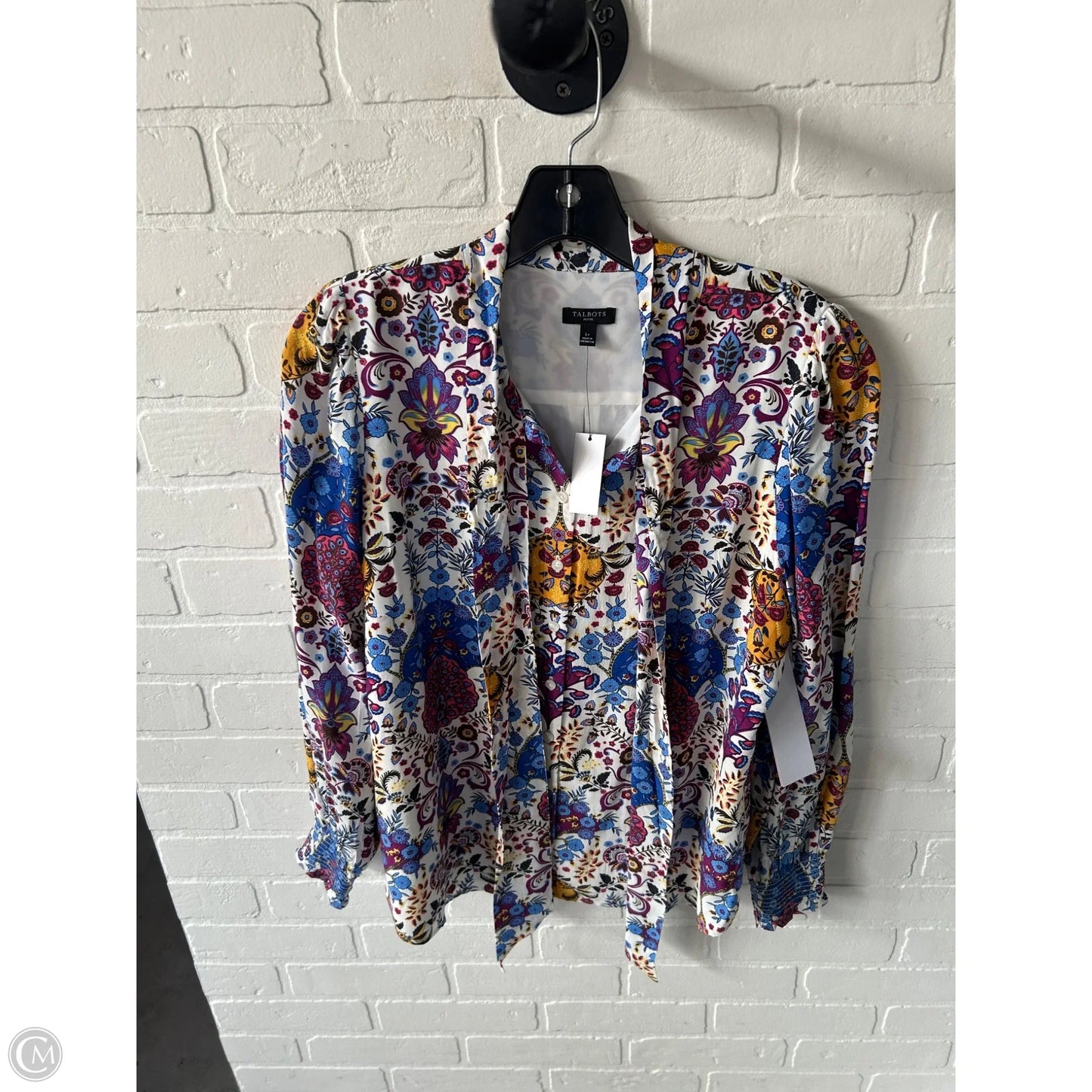 Top Long Sleeve By Talbots In Blue & White, Size: Lp