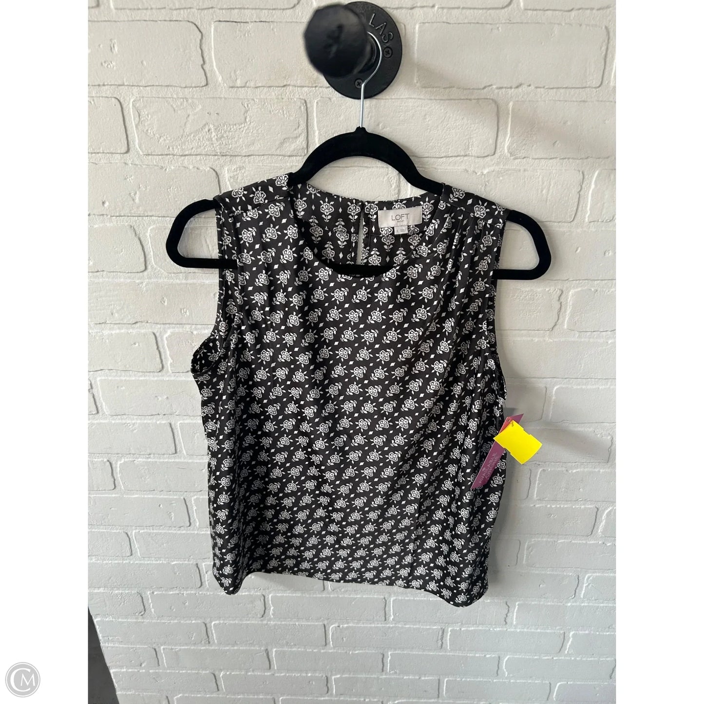 Top Sleeveless By Loft In Black & White, Size: S