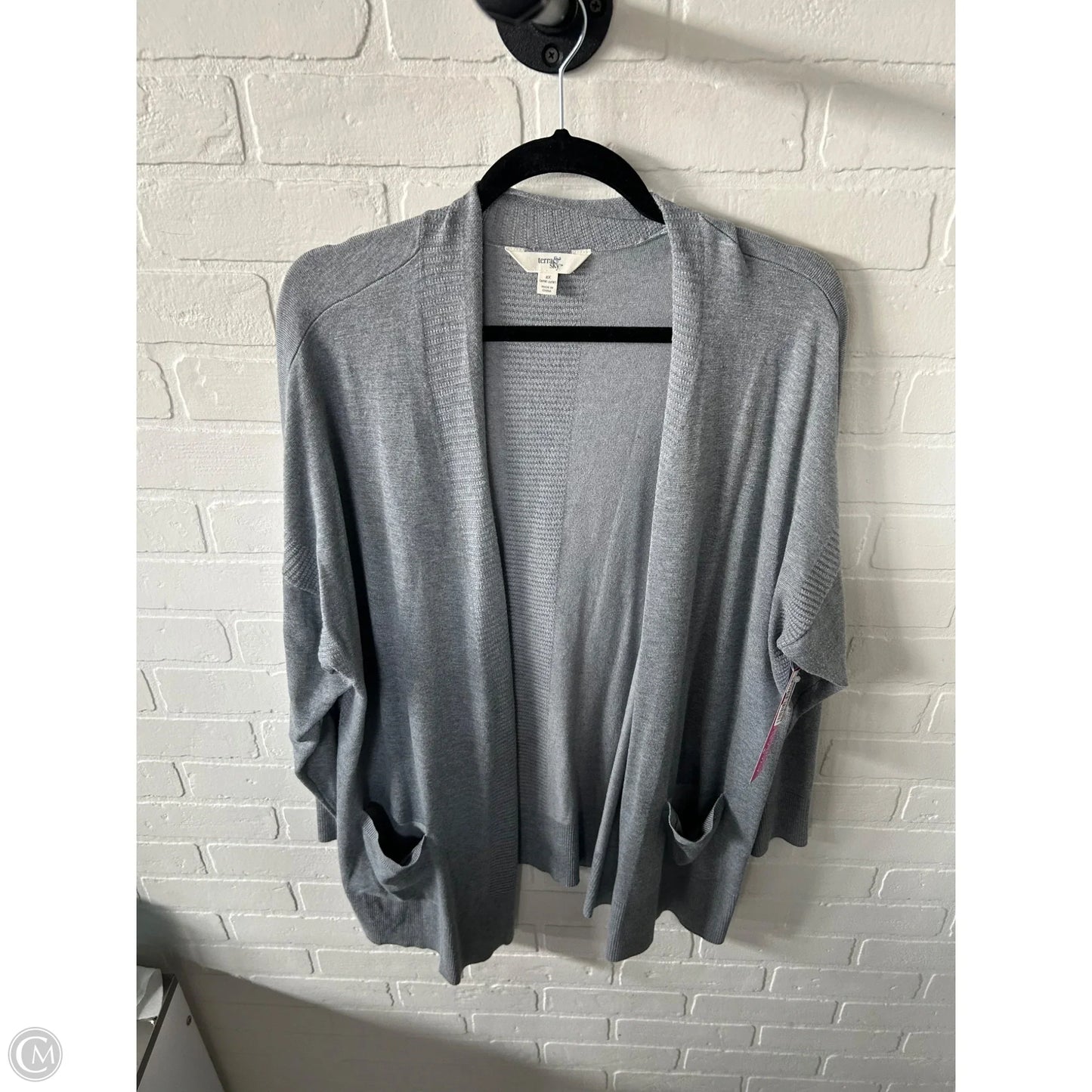 Sweater Cardigan By Terra & Sky In Grey, Size: 2x