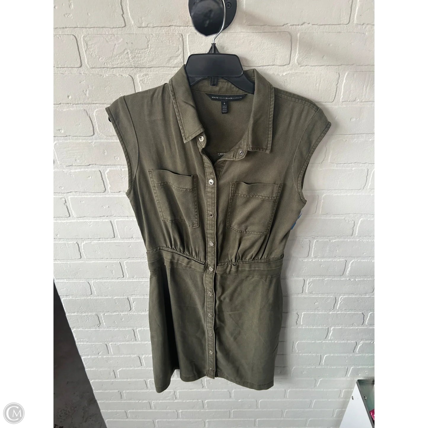 Dress Casual Midi By White House Black Market In Green Denim, Size: S