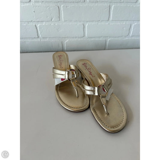 Sandals Designer By Lilly Pulitzer In Gold, Size: 6