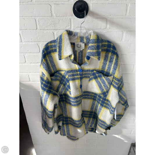 Jacket Shirt By Lili Sidonio In Blue & Yellow, Size: L