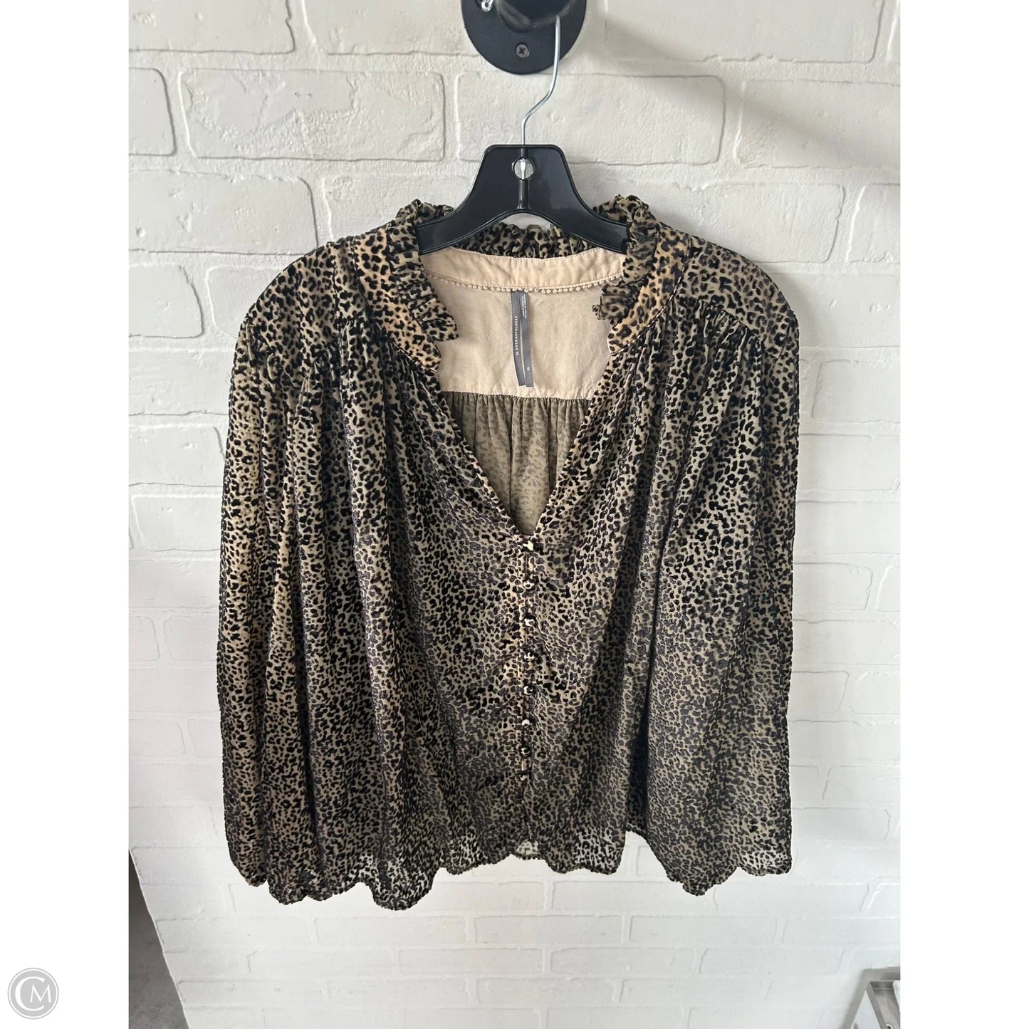 Top Long Sleeve By Anthropologie In Black & Tan, Size: 2x