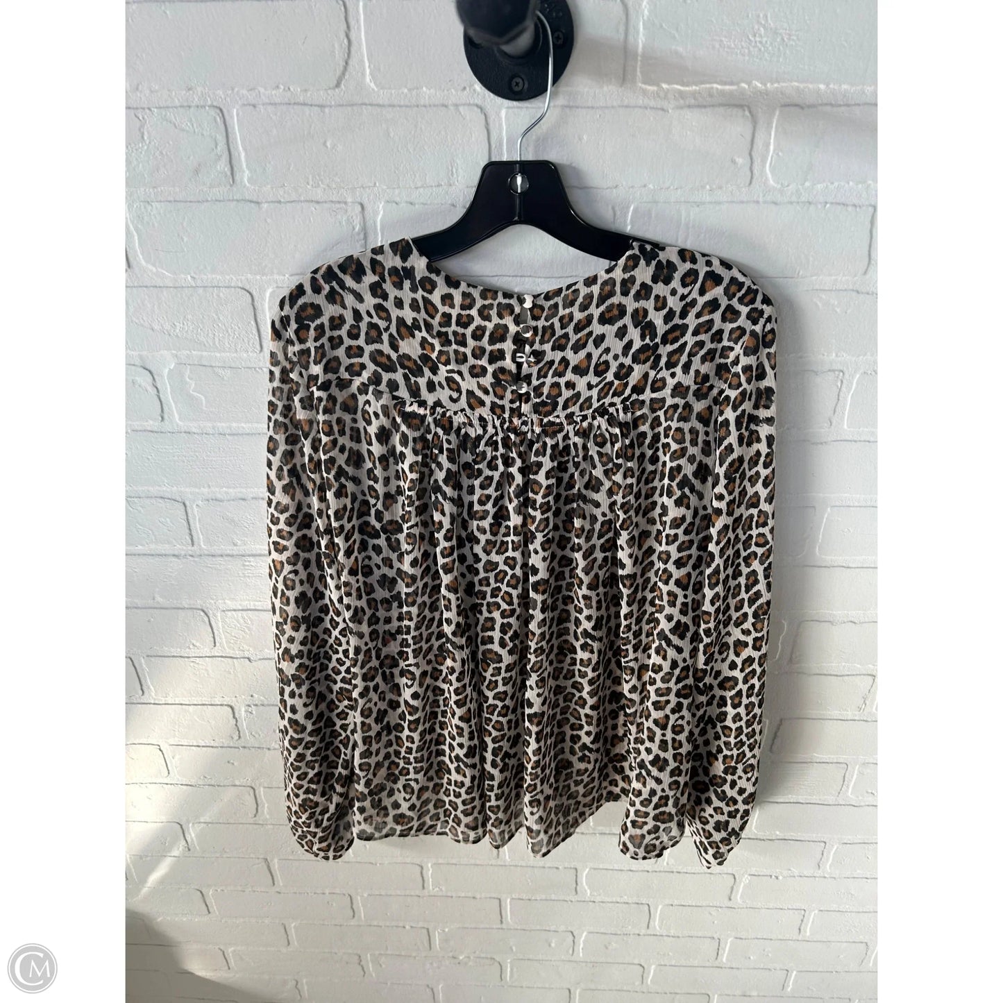 Top Long Sleeve By Maeve In Black & Cream, Size: M