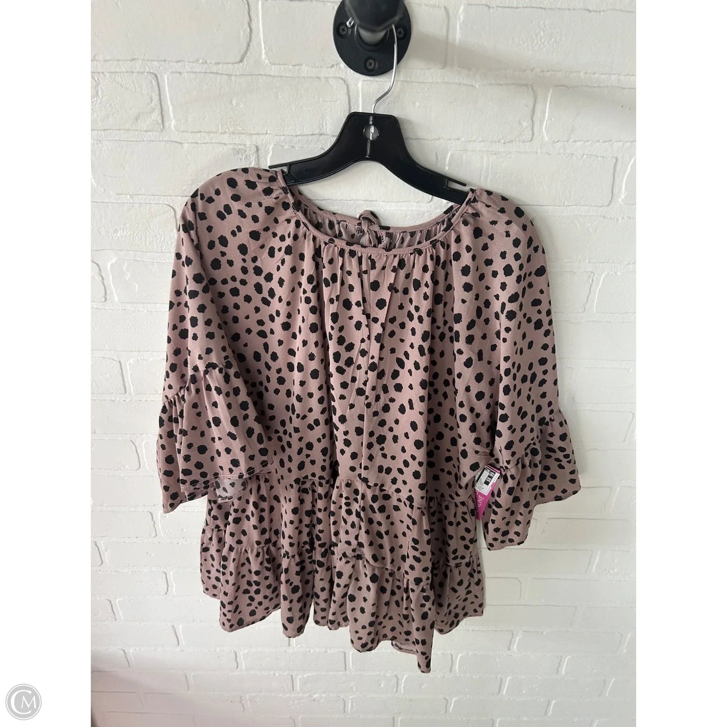 Top 3/4 Sleeve By Shein In Black & Brown, Size: Xl