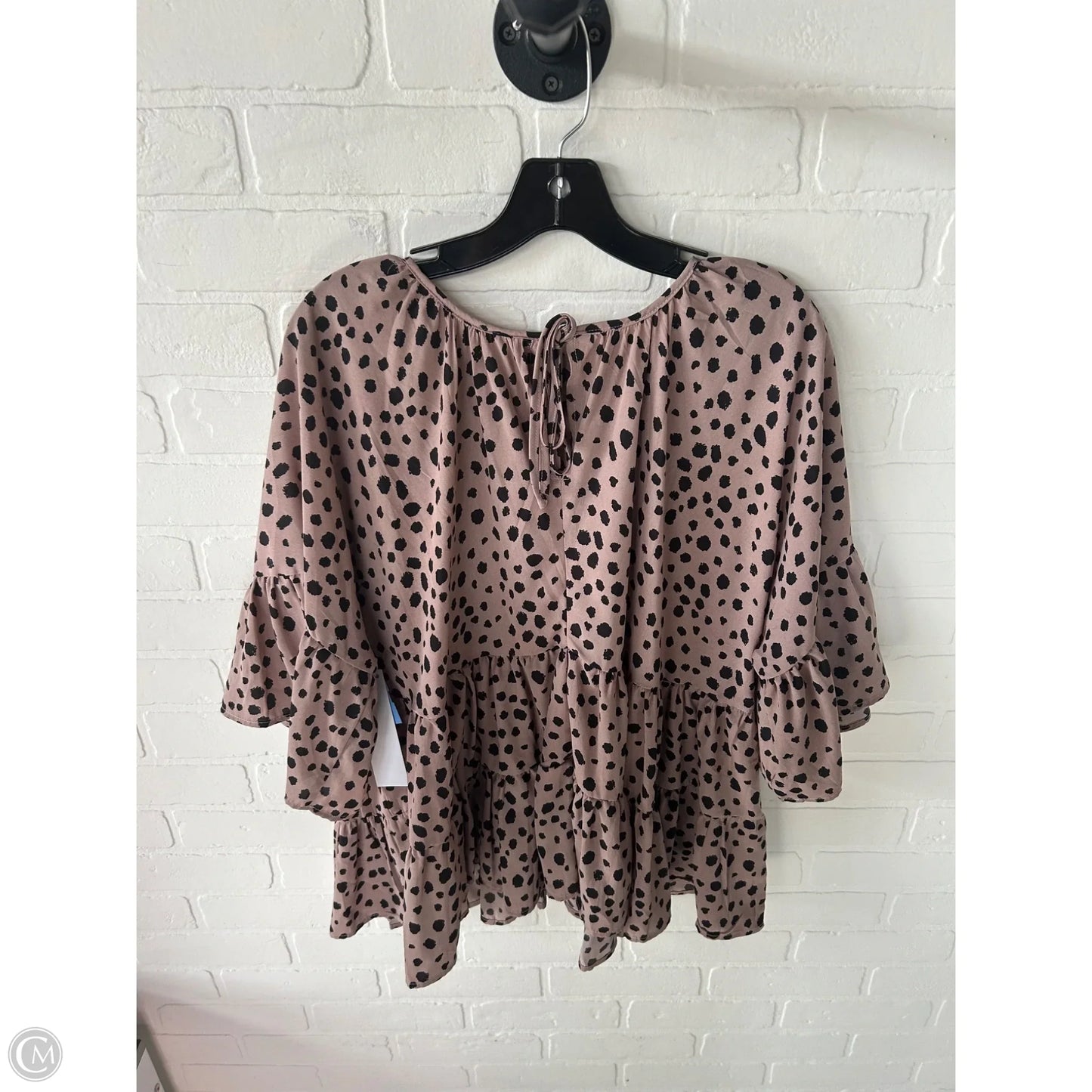 Top 3/4 Sleeve By Shein In Black & Brown, Size: Xl