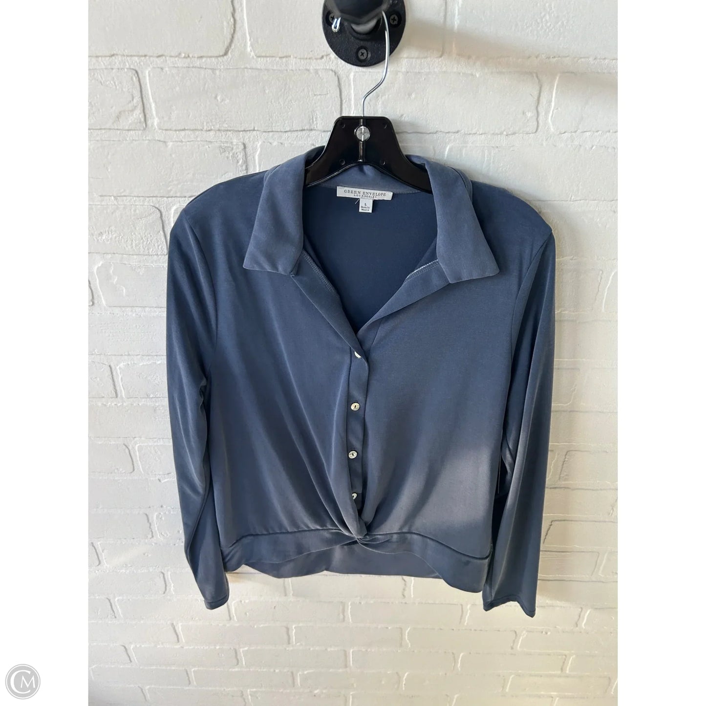 Top Long Sleeve By Green Envelope In Blue, Size: L