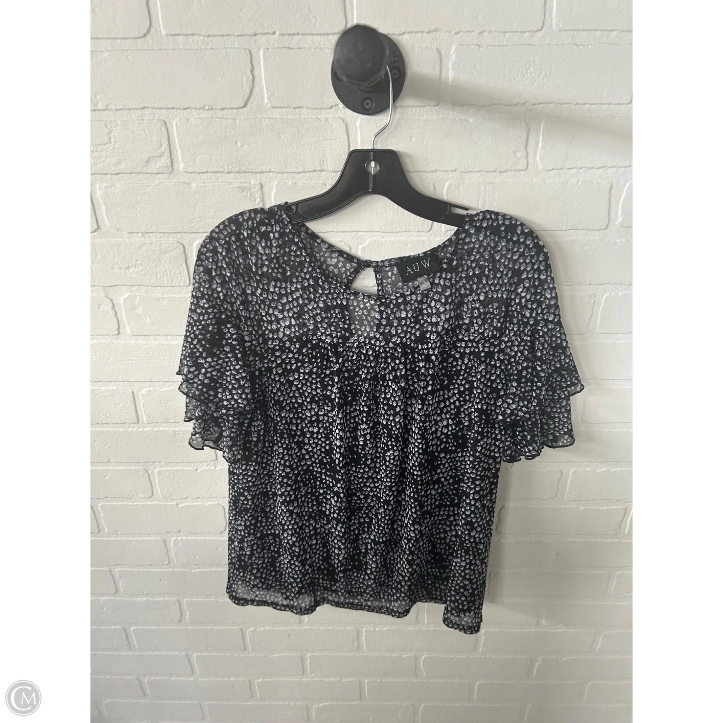 Top Short Sleeve By Auw In Black & Grey, Size: S