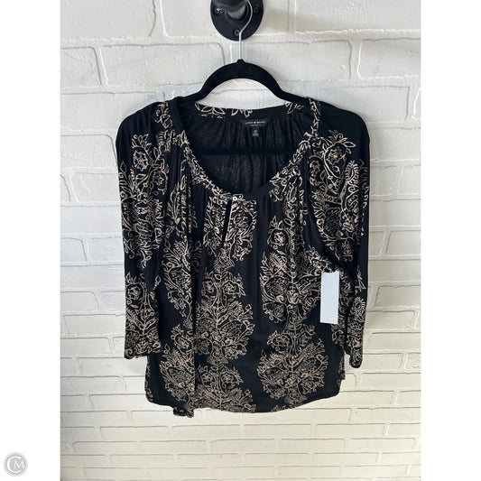 Top 3/4 Sleeve By Lucky Brand In Black & Tan, Size: 2x